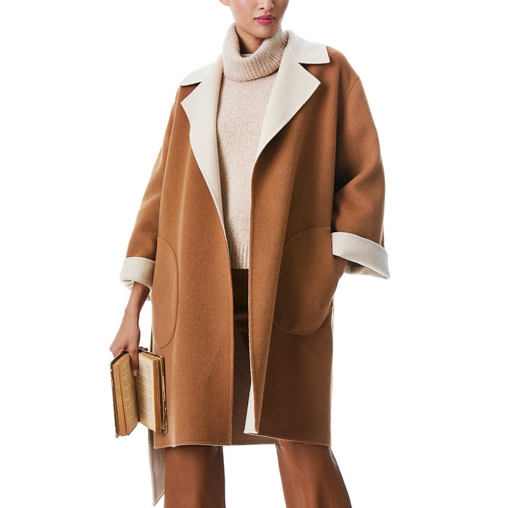Alice + Olivia Tomiko Gorgeous Reversible Cashmere & Wool Blend Long Coat - Picture 14 of 16